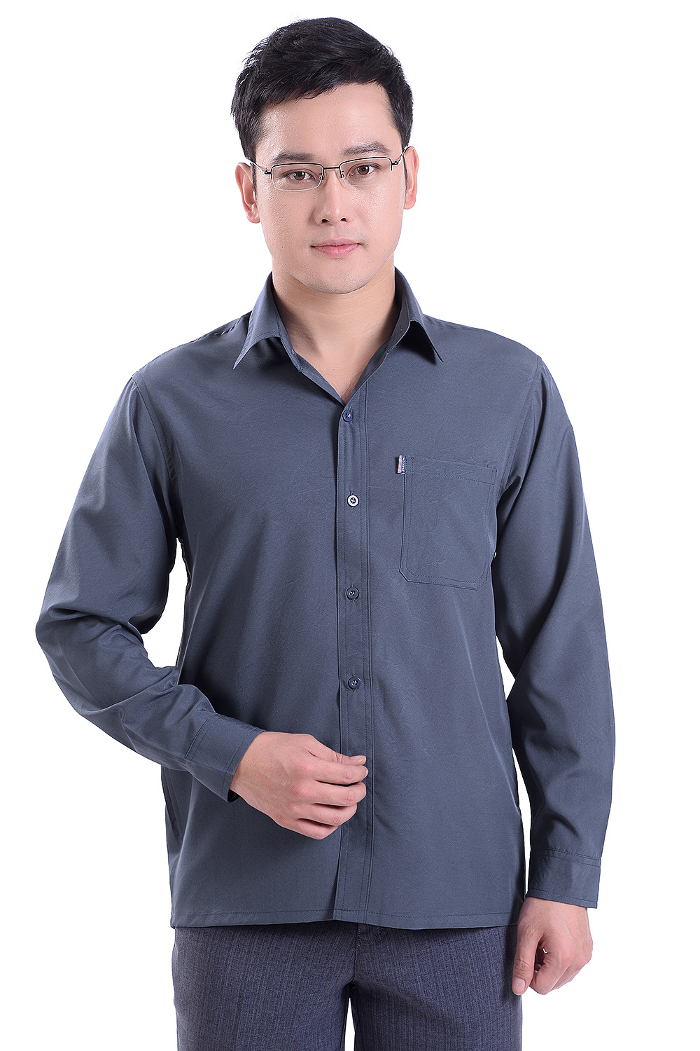 特价春季新款中年男士长袖翻领衬衫免烫 老年人夏季衬衣爸爸男装