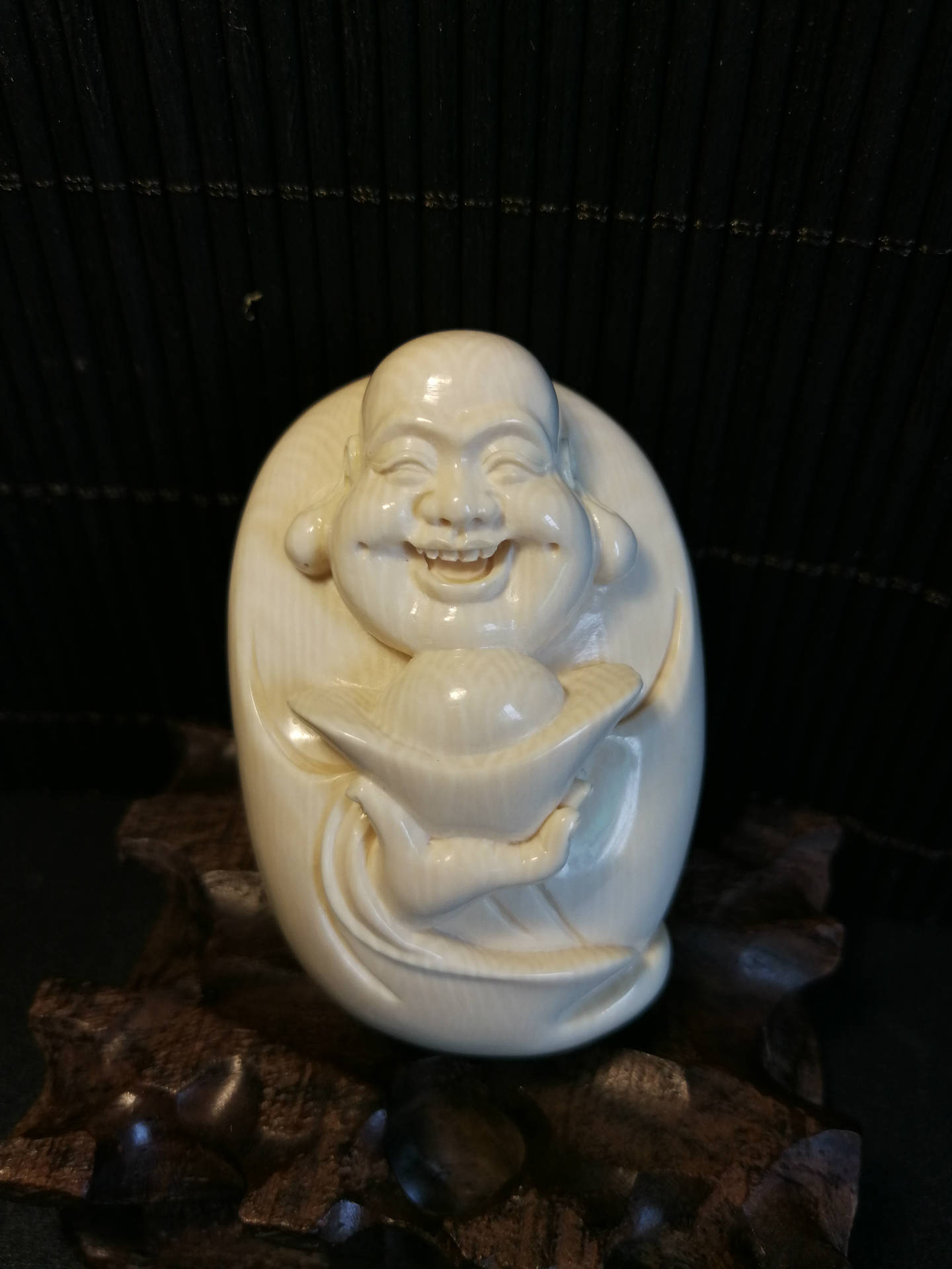 招财进宝男女佛像吊坠天然保真猛犸象牙弥勒佛象牙牙雕吊坠