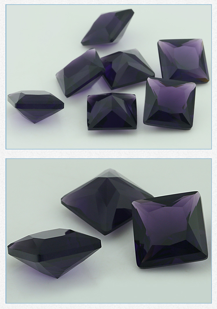 广西梧州宝石 切割加工 正方紫红玻璃 diy定制 饰品镶嵌裸石