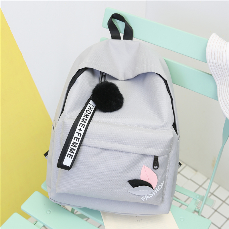 2020 Autumn New Leaf Ribbon Backpack Women's Bag Backpack Student Schoolbag Canvas Fashion Backpack