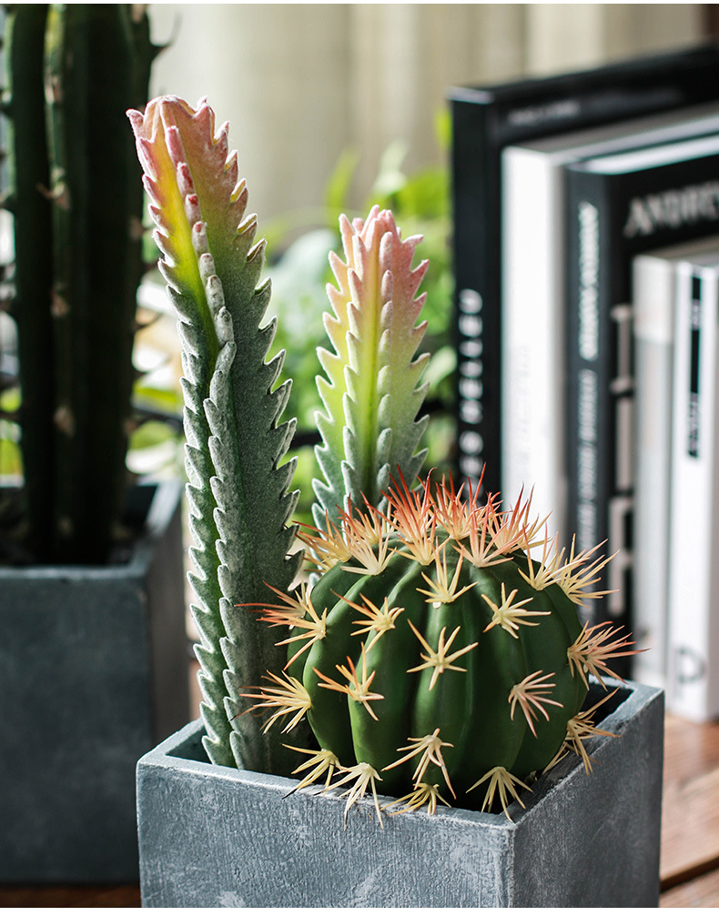 预售 新品 仙人柱水泥小盆栽多肉仿真花仙人掌家居摆件设咖啡店