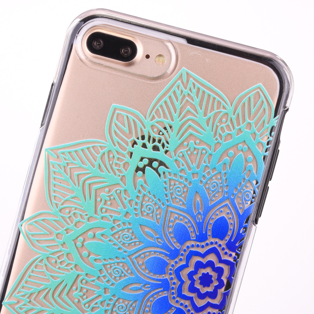 适用iphone7 plus手机外壳 pc边框两件套花纹透明保护壳 6s手机套