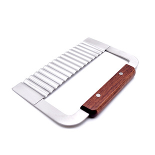厨房小工具不锈钢波浪切刀木柄土豆蔬果切花刀薯条切纹刀