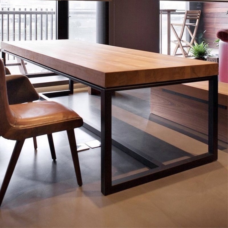 American-Style Iron Solid Wood Dining Table and Chair Retro Long Dining Table Bar Shop Coffee Tea Table Conference Desk Book Table