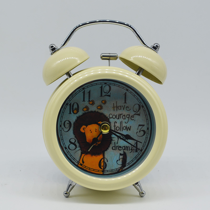 厂家直销 创意卡通闹钟 爱时达超静音金属打铃闹钟 带夜灯 可定做