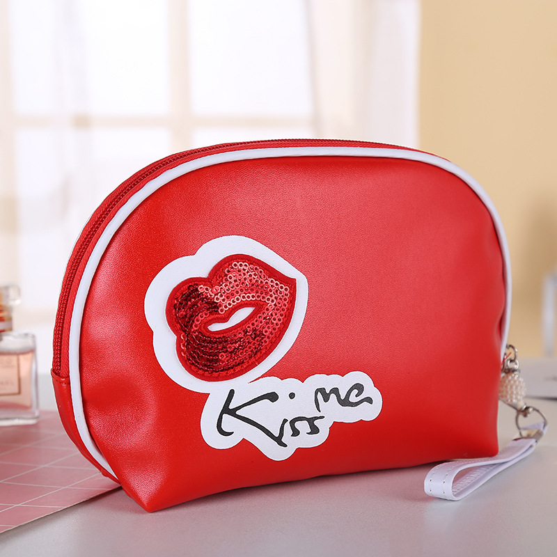 Factory Wholesale Women's Cosmetic Bag Korean-Style Creative PU Leather Printed Wash Bag Women's Bag Hot-Selling New Arrival Storage Bag