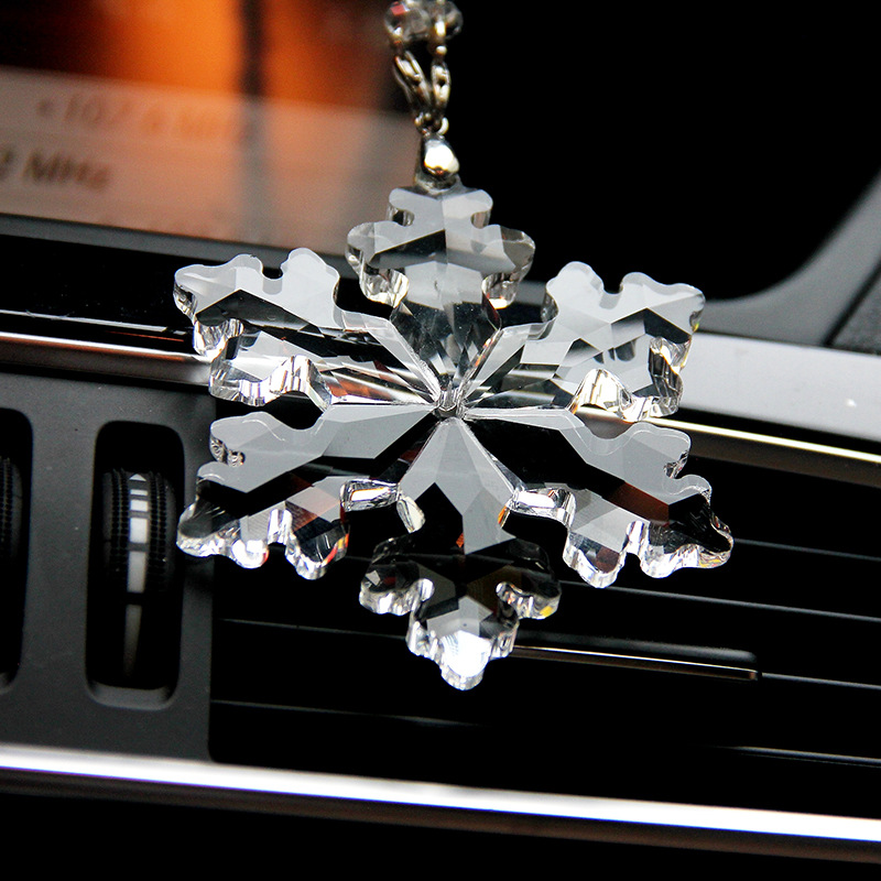 Factory Supply Crystal Snowflake Automobile Hanging Ornament Christmas Decoration Supplies Car Rearview Mirror Pendant Gift