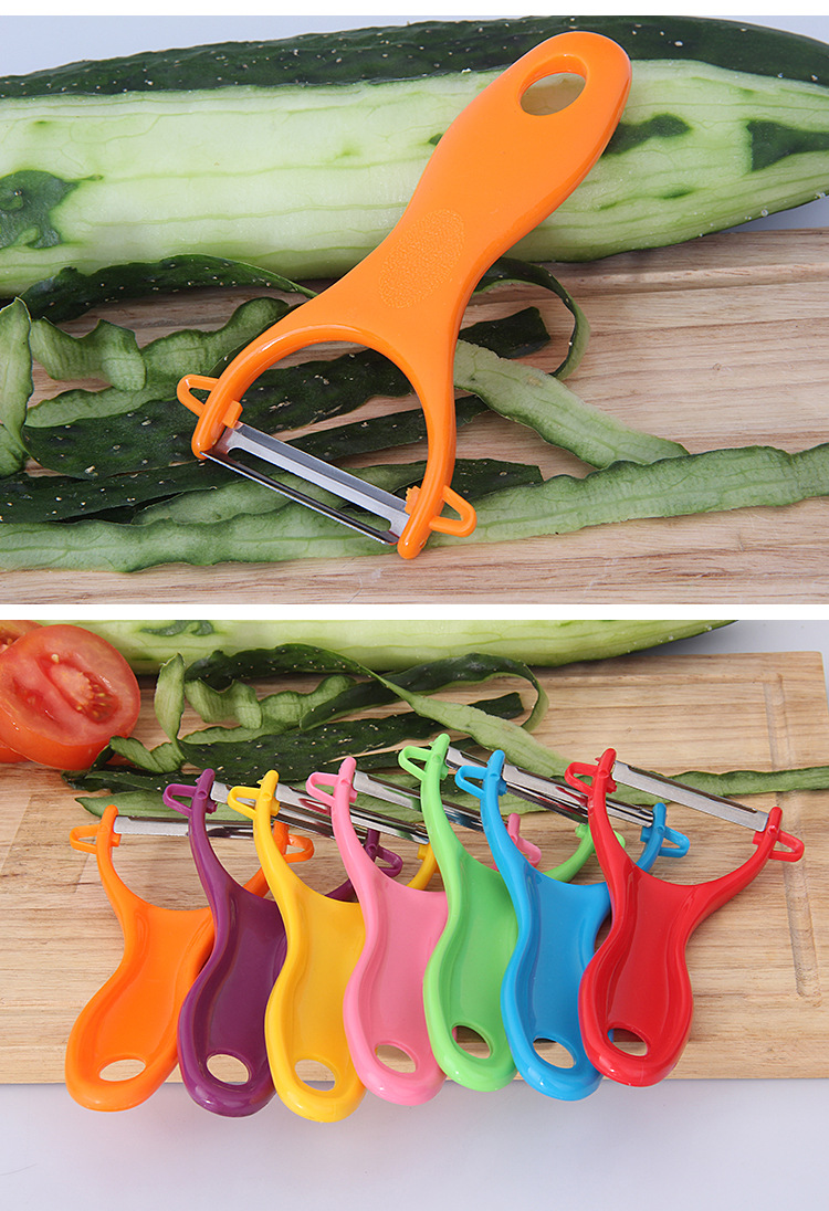 批发二元店货源瓜刨 阳江不锈钢削皮器彩色柄瓜果削皮刀