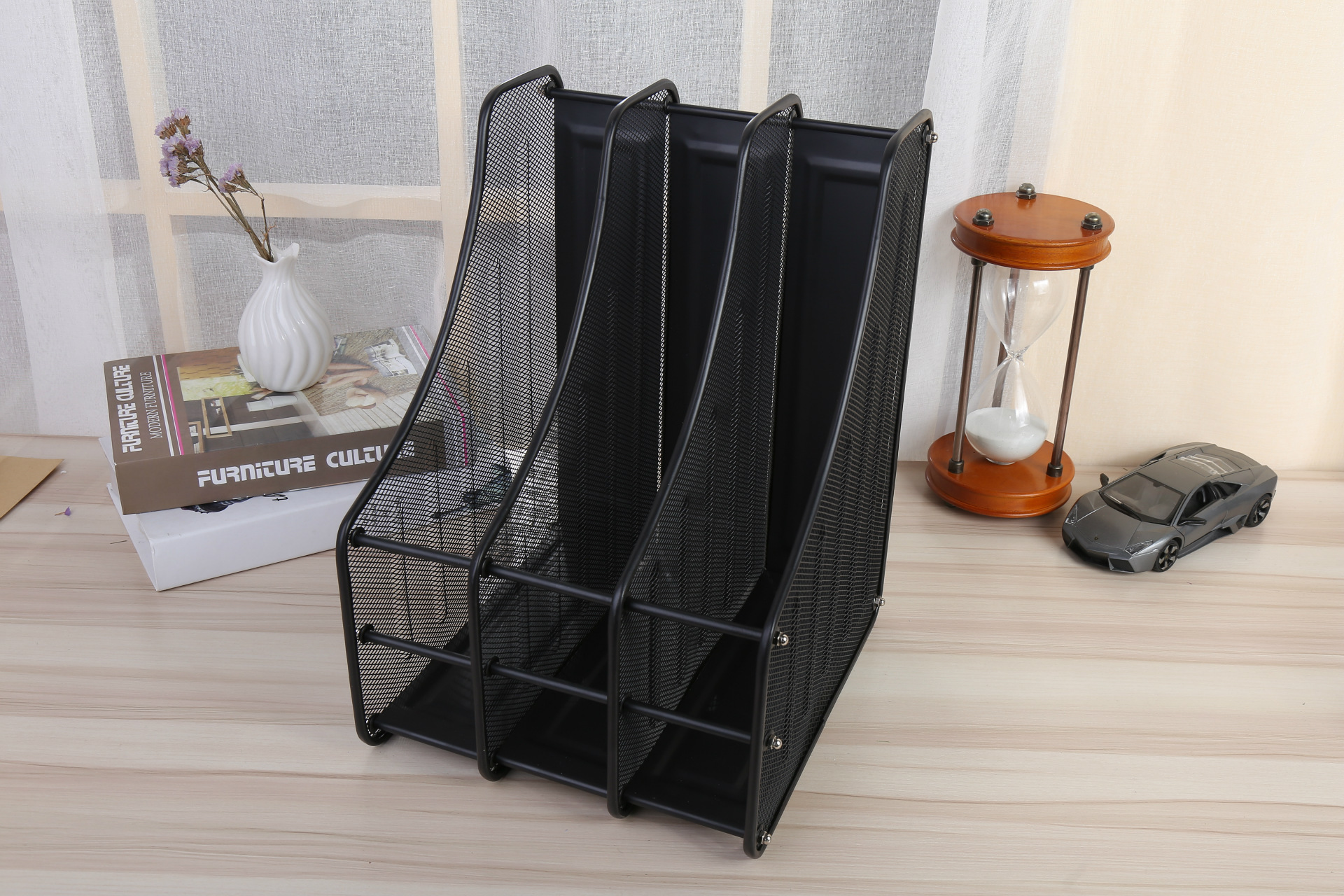 厂家直销新款金属铁丝文件架 资料办公用品桌面收纳档案文件盘座