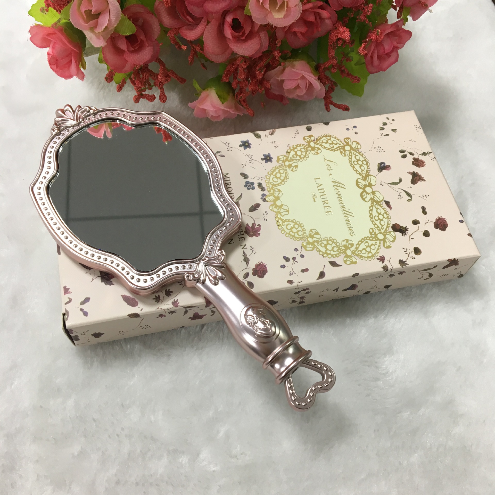 化妆镜子 上妆镜 手拿镜 公主风 欧式 便携镜公主 手持美容院镜子