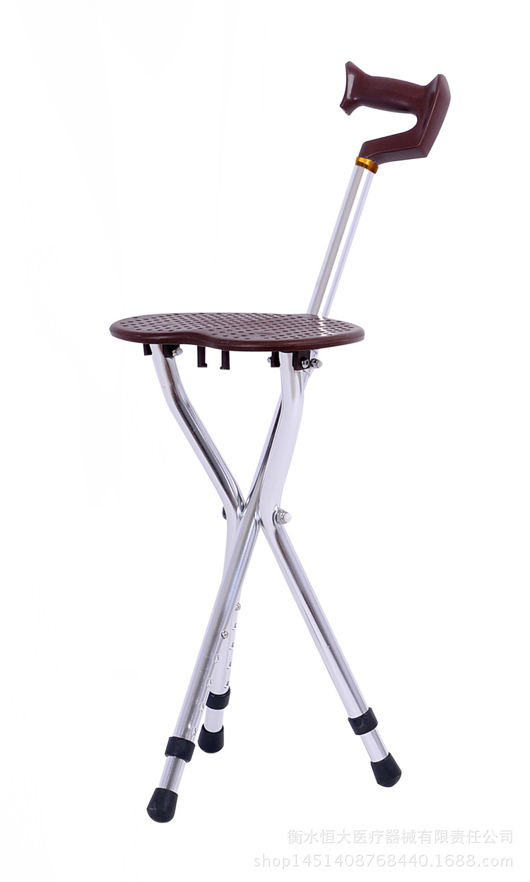 批发老年人折叠椅手杖凳多功能三脚按摩带凳子拐棍伸缩防滑拐杖凳