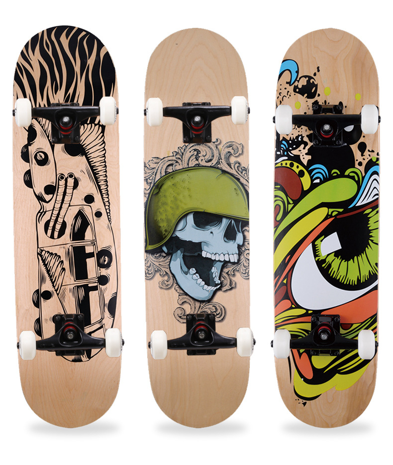 四轮滑板专业特技男女儿童公路代步4轮双翘高档枫木成人滑板带包