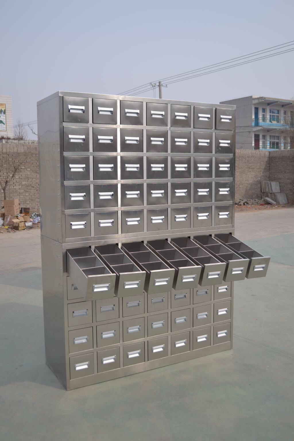 荣轩 不锈钢中药柜 中药橱厂家定制钢制中药斗 喷塑医院调剂台