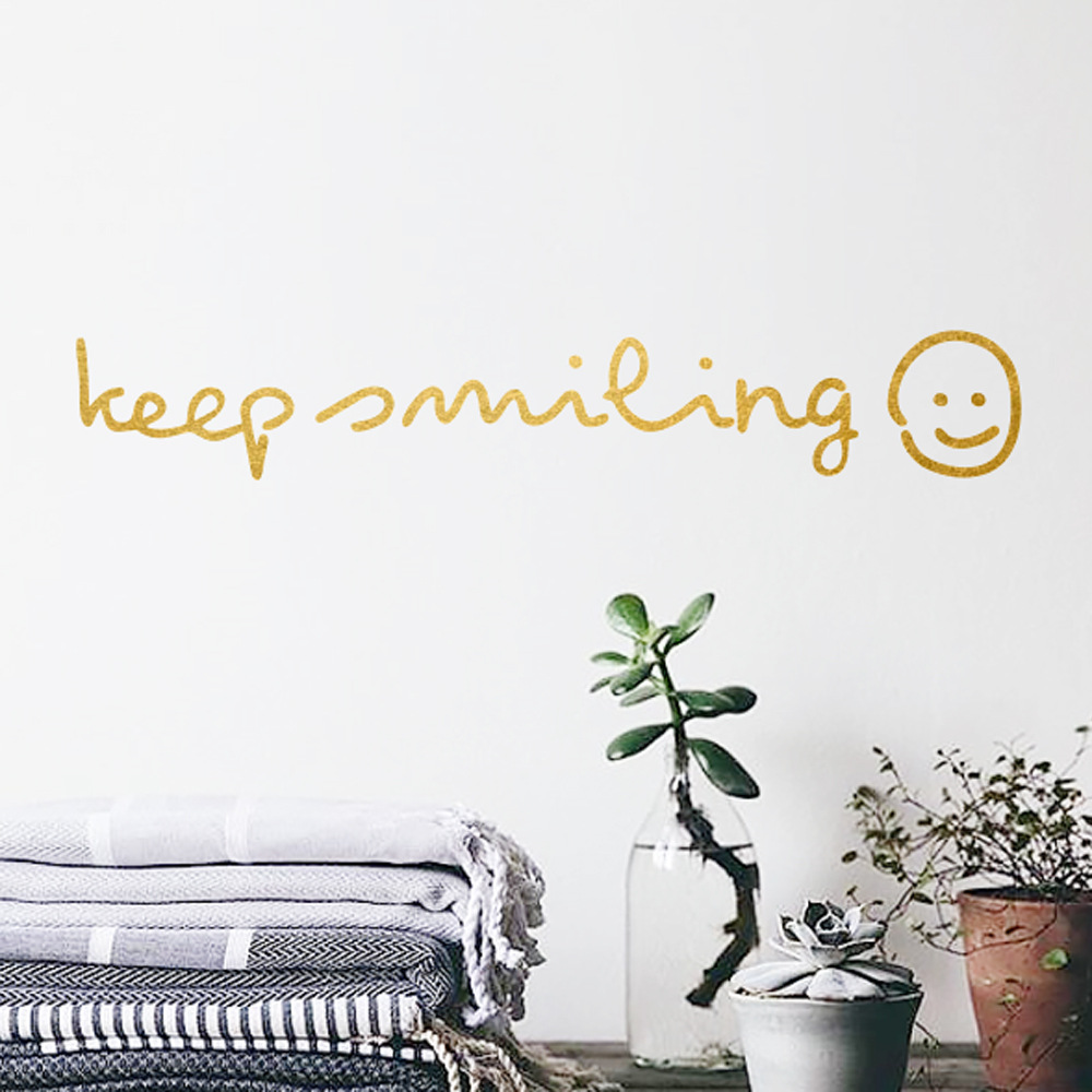 gb582 keep smiling保持微笑 ins墙贴英文贴纸卧室儿童房书房墙贴