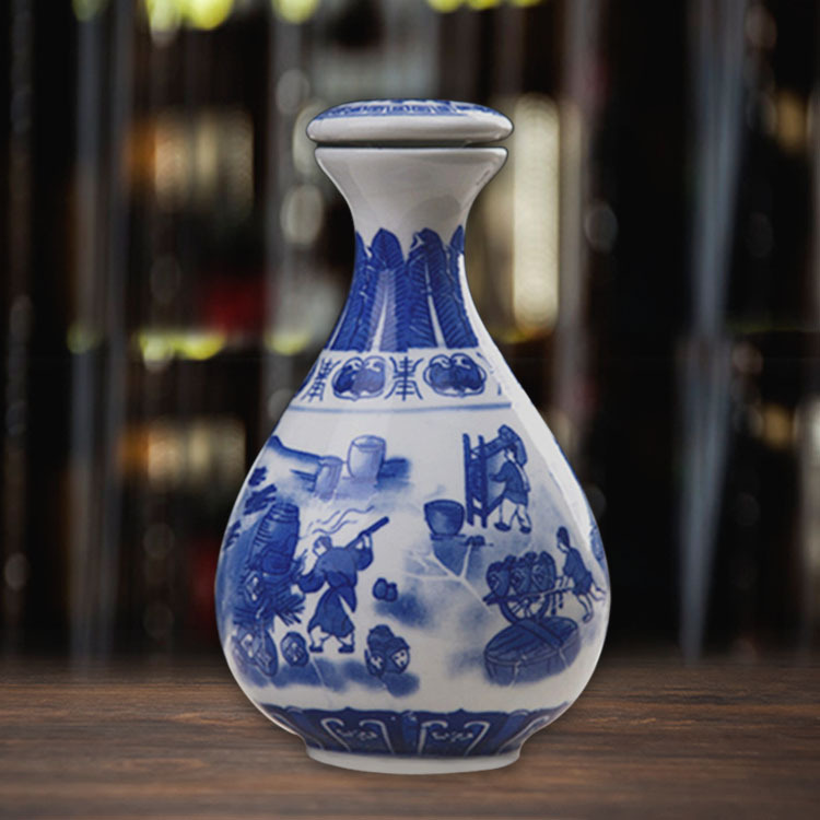 景德镇青花玉壶春陶瓷酒瓶1斤装空白酒罐酒壶500ml瓷酒瓶企业批发