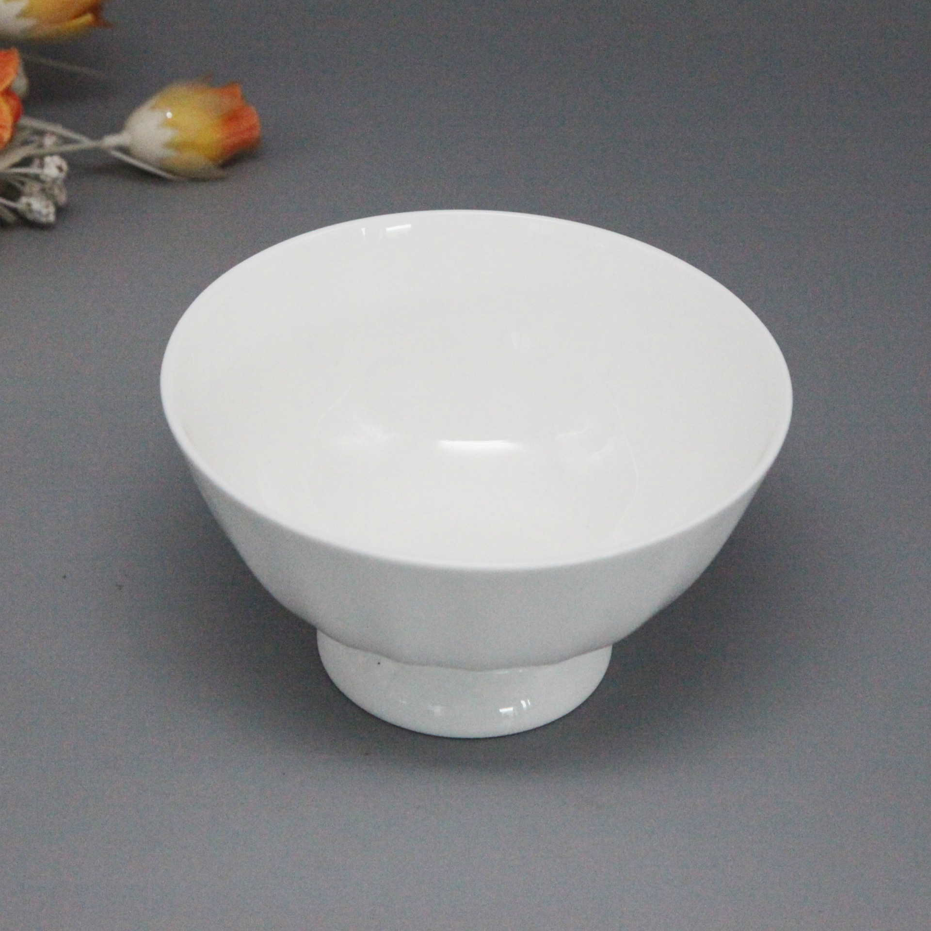 雷格 唐山骨瓷 南瓜碗  白色高足碗 酒店瓷加工定制logo