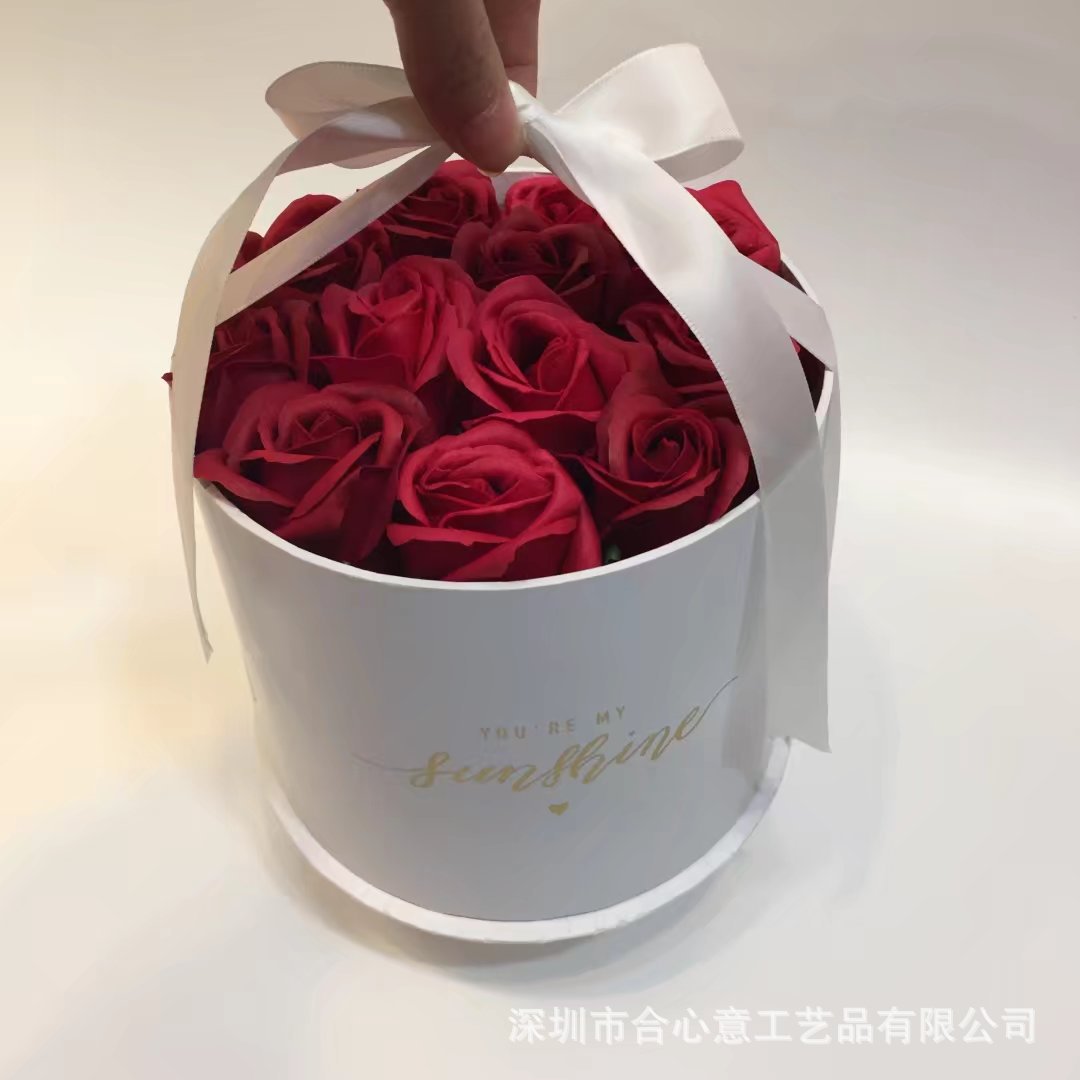 现货 纯色 丝带 鲜花抱抱桶 圆形抱抱桶圆桶鲜花盒圆形花盒三件套