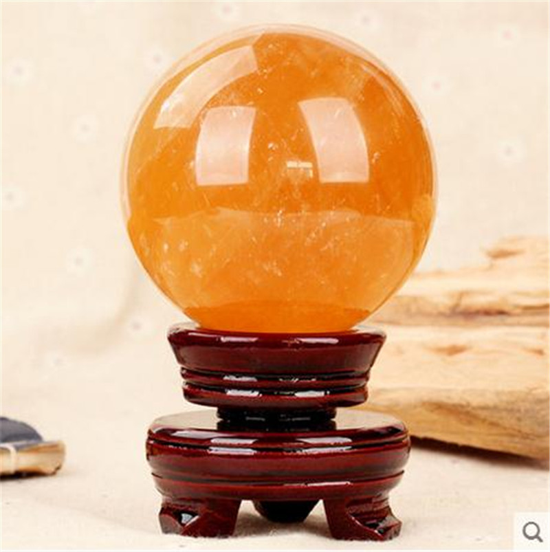 天然冰洲黄水晶球摆件 风水球转运球招财旺事业家居装饰品