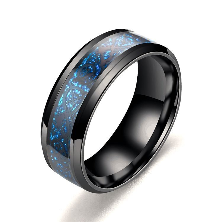 Cross-Border Hot Ornament Titanium Steel Stainless Steel Dragon Pattern Ring Couple European and American Fashion Men's Ring Wholesale