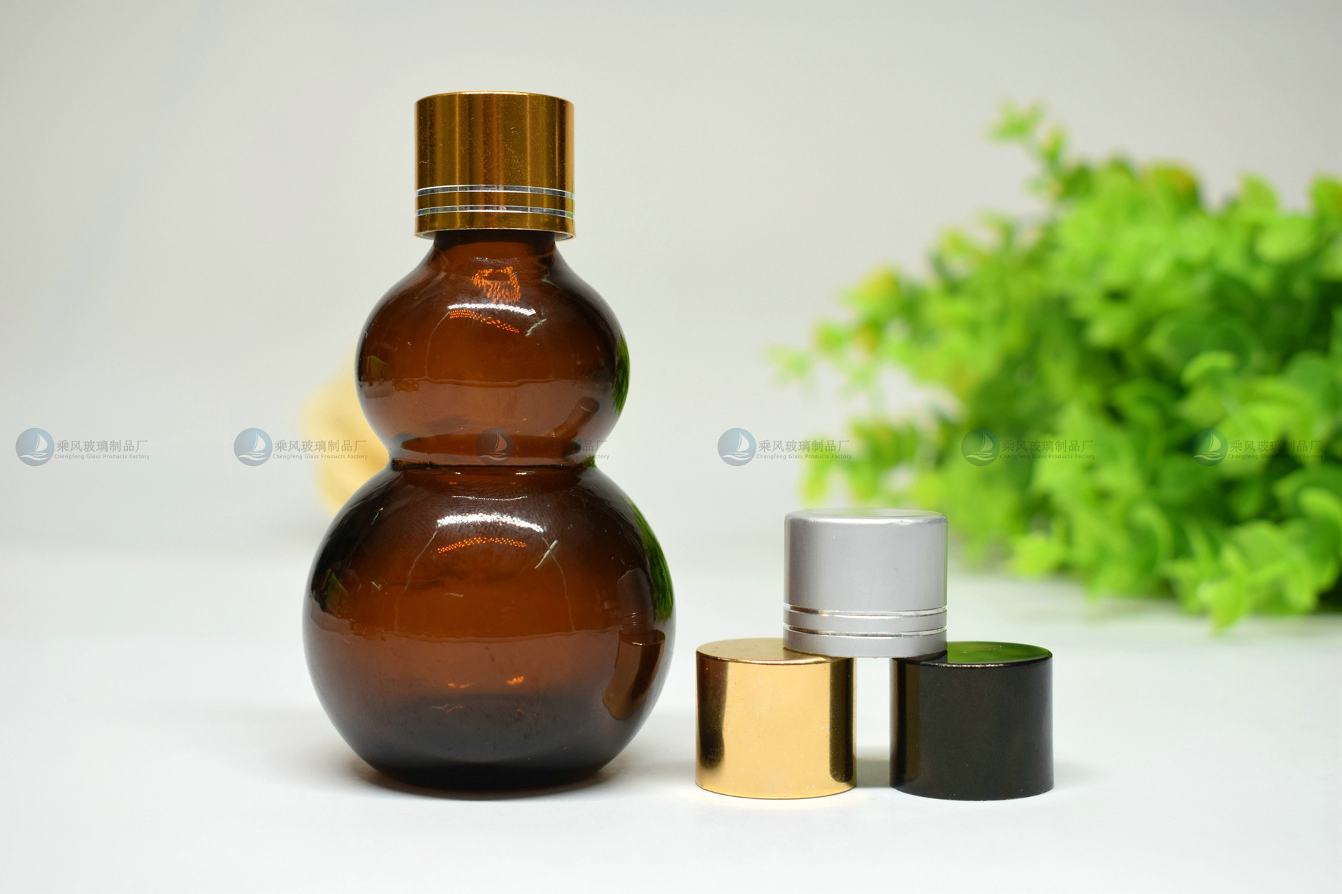 精油瓶50ml 化妆品包装 双葫芦瓶棕色包装瓶 玻璃瓶【厂家清货】