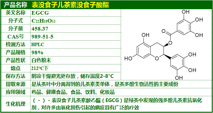 表没食子儿茶素没食子酸酯egcg98