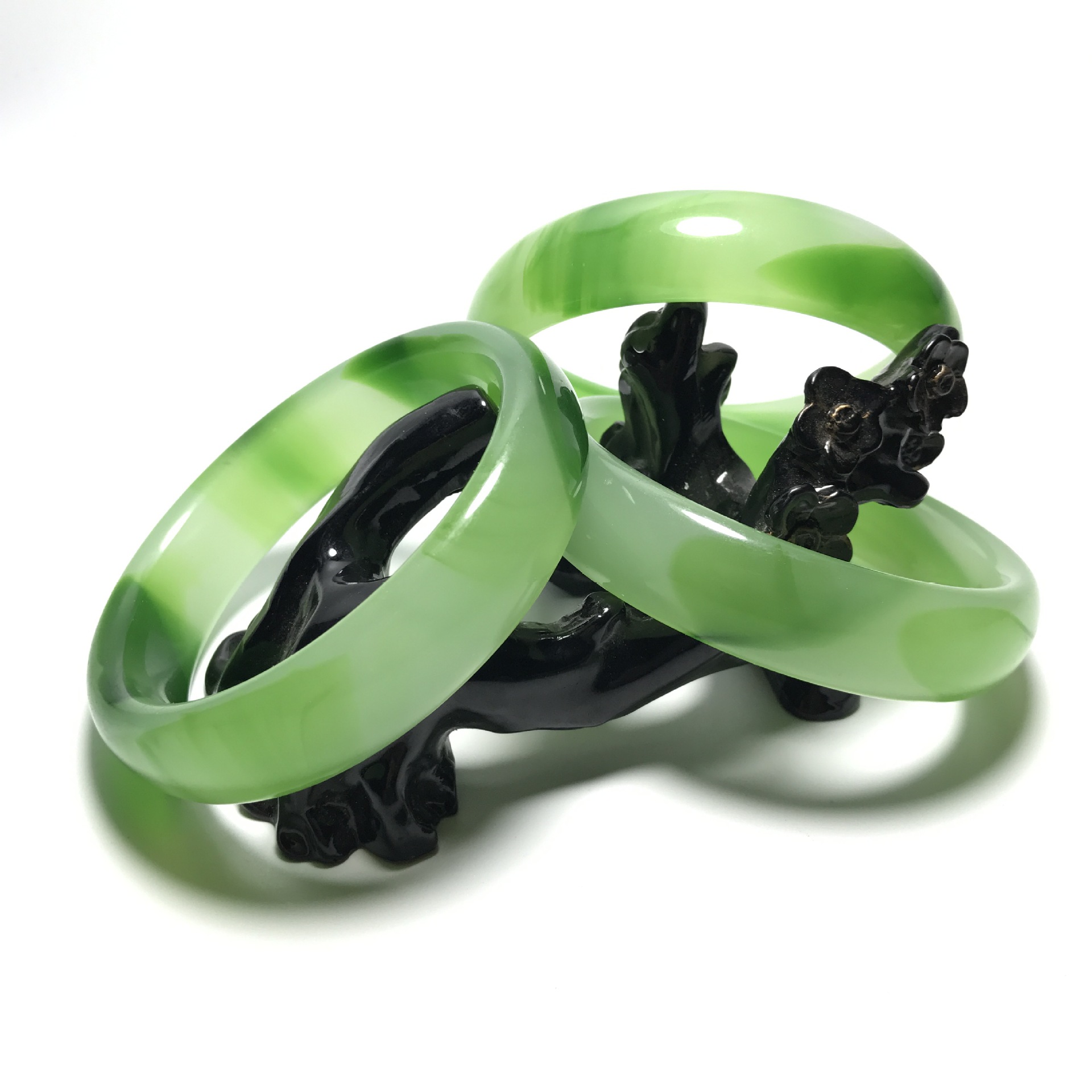 玻璃手镯 仿翡翠飘绿花 高仿合成料宽手镯 地摊货礼品热销 批发