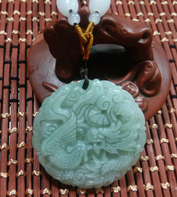 玉器工艺品批发缅甸翡翠a货龙凤玉佩 龙凤呈祥玉石挂件