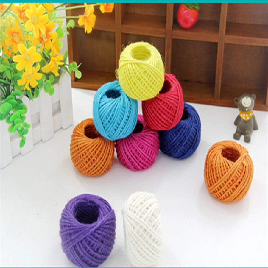Factory Supply Colored Hemp Rope 3 Shares 25 M 2mm Thick Gift Packaging Kindergarten Dyeing Vintage Ornament Rope