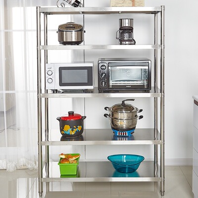 厨房置物架5层不锈钢落地收纳架锅架整理架五层微波炉架储物架子