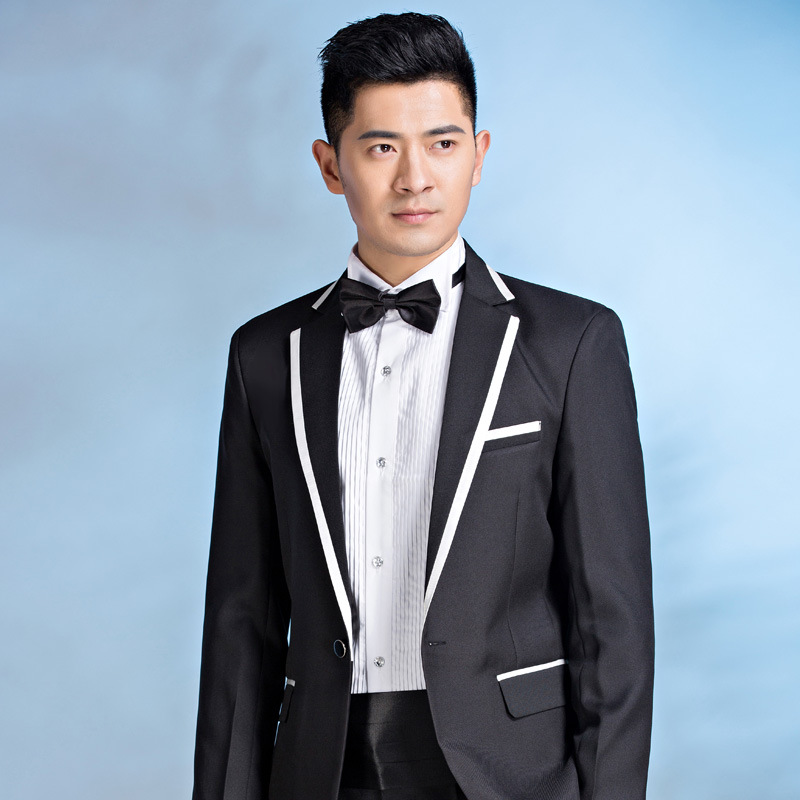 厂家定制影楼拍照男士礼服主持司仪舞蹈演出结婚新郎伴郎西服套装