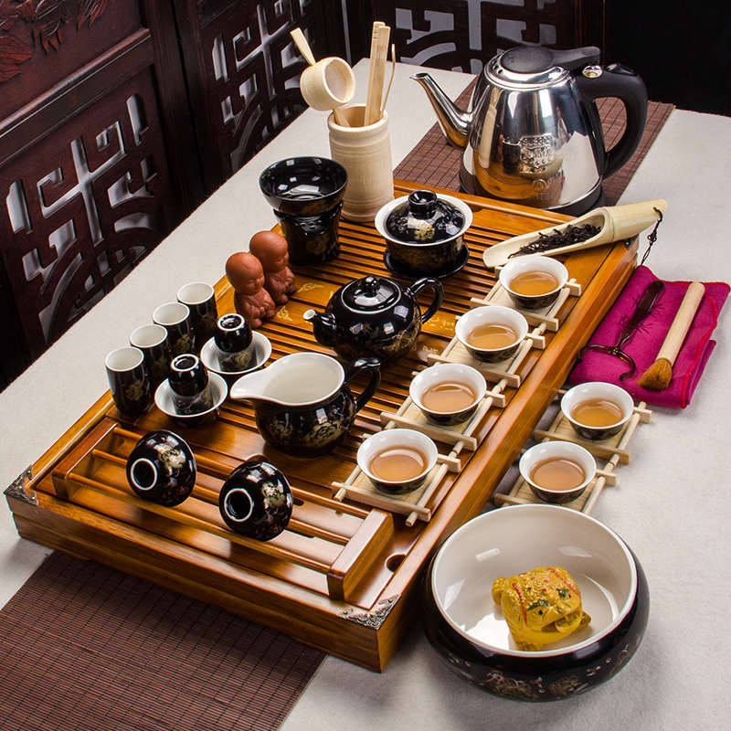 烧水壶茶具套装整套 紫砂茶杯茶壶实木茶盘茶台茶海茶道特价包邮