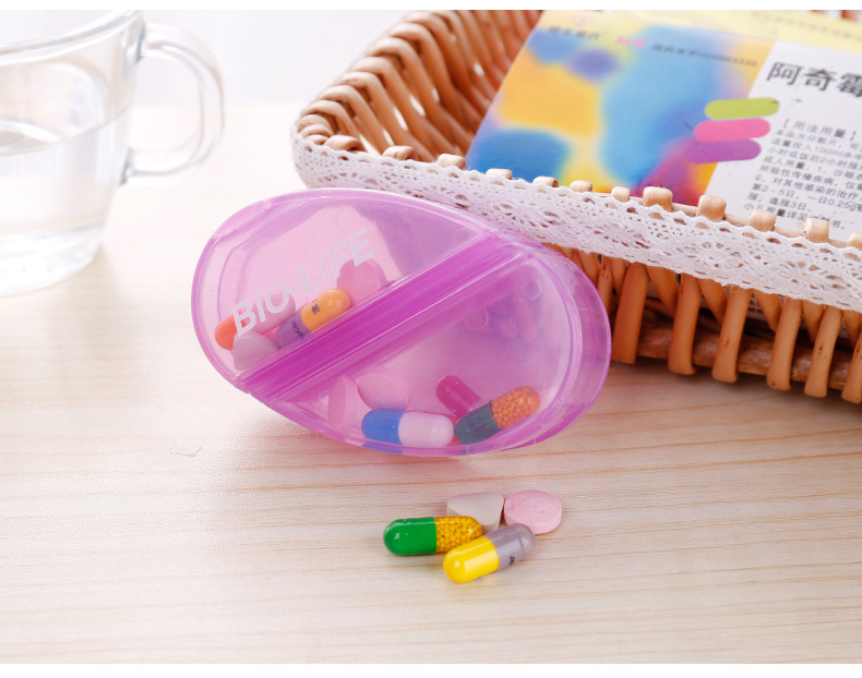 厂家心形4格塑料药盒 食品级材质pp药品收纳盒便携可旋转药盒