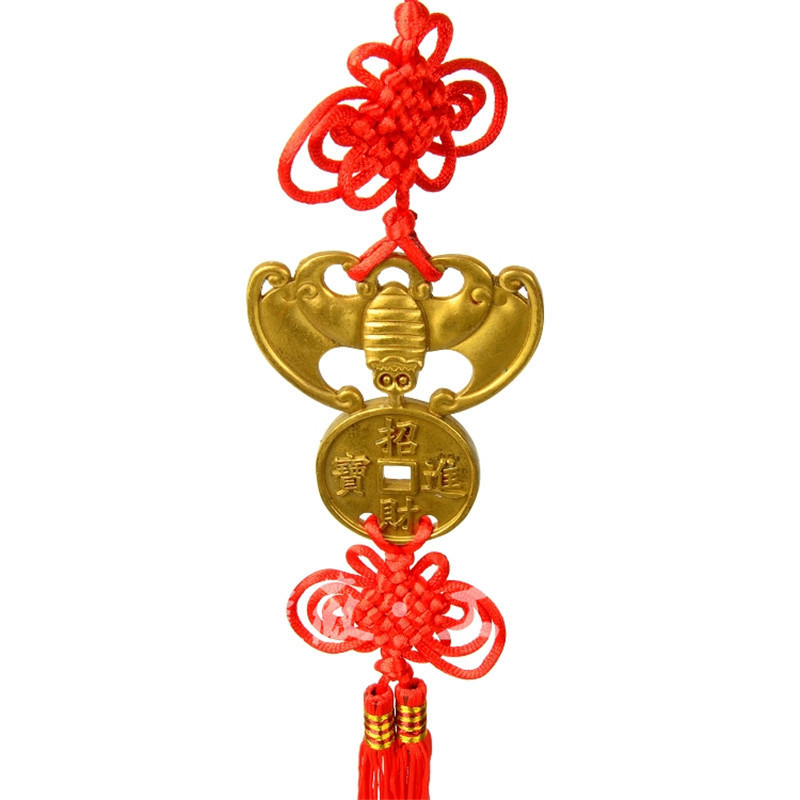 家居黄铜蝙蝠铜钱挂件 中国结大中小号