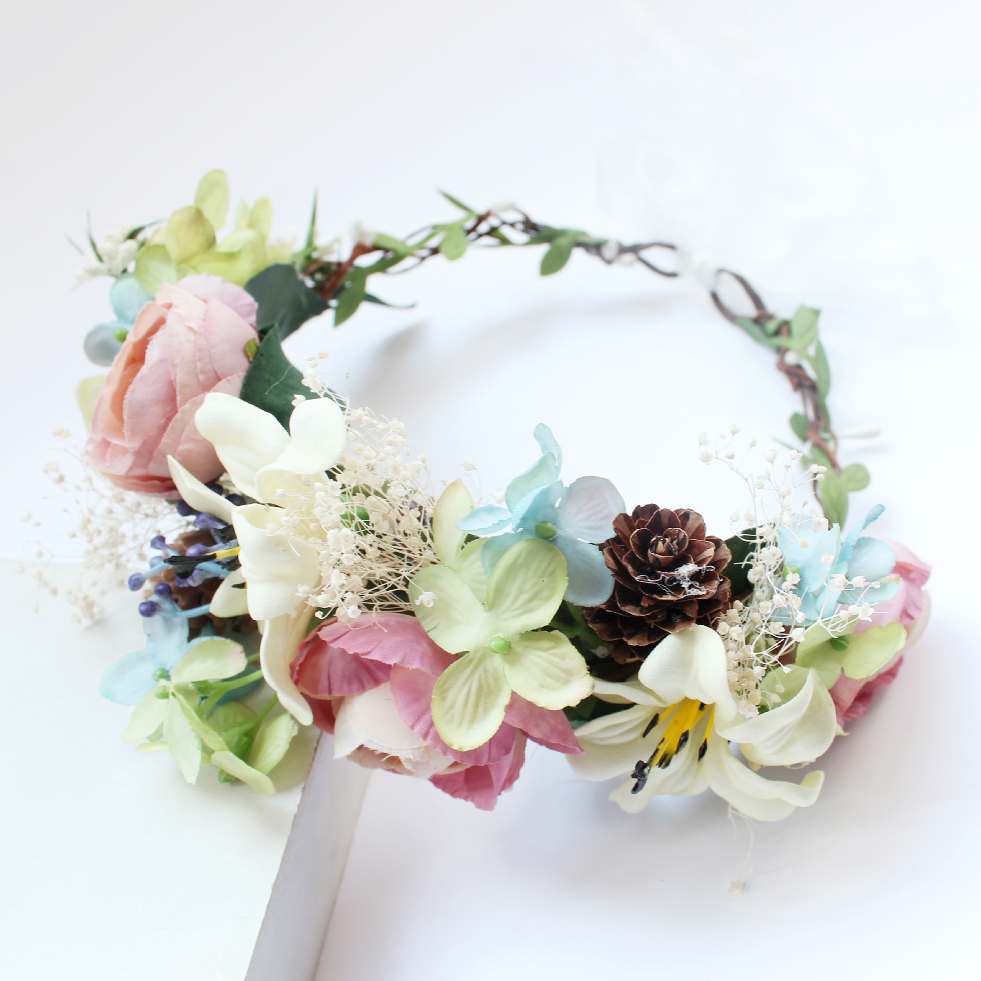 新娘玫瑰花环批发森系儿童花环头饰女孩发箍新娘海边拍照发饰