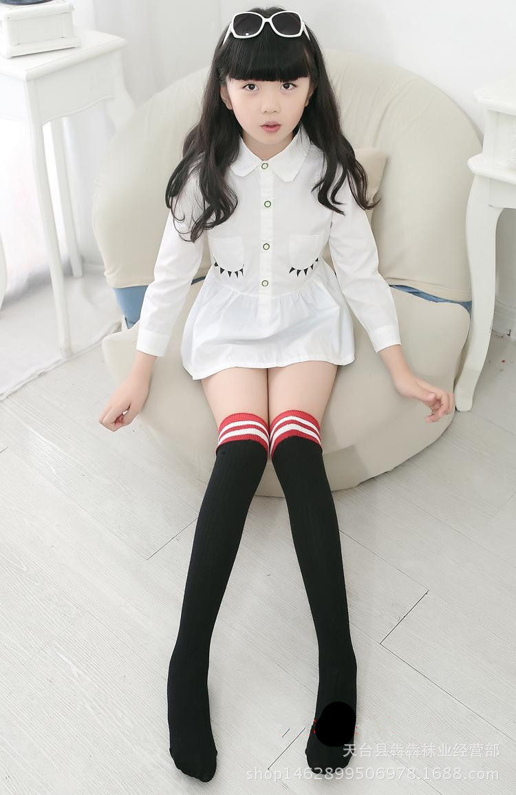 儿童中筒袜纯棉抗起球宝宝过膝袜学生表演袜足球袜男女同长筒袜子