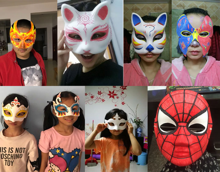 diy白色纸面具纸浆空白手绘面具幼儿园画画面具脸谱抖音面具批发