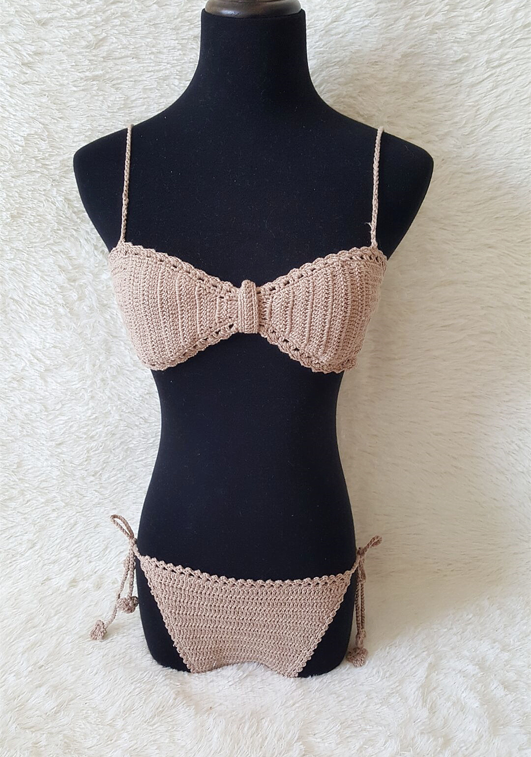 ebay速卖通新款欧美针织泳衣性感沙滩女士比基尼外贸手工钩针泳装