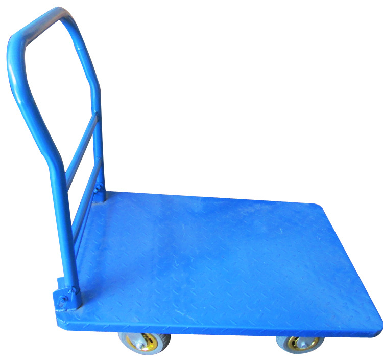 平板车 手推拖车60*90cm推货车钢铁板加强载重蓝色钢板大中小现货
