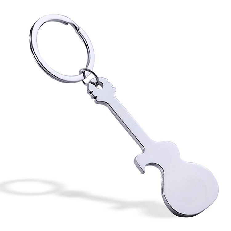 Online Best-Selling Product Glossy Keychain Guitar Bottle Opener Music Key Creative Metal Advertising Gift Lettering