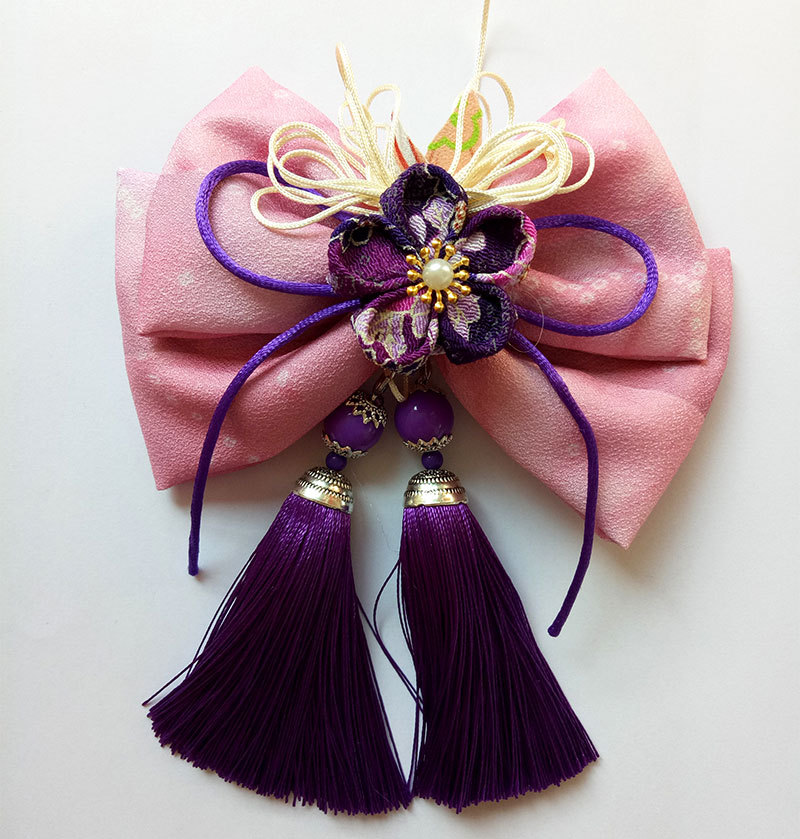 和风发夹边夹日本和服配饰头花日式绉布手工头饰饰品发饰手工布花