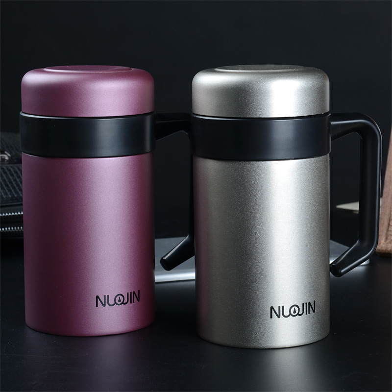 Factory Direct Supply Stainless Steel High-Grade Business Vacuum Cup with Handle Double-Layer Vacuum Office Cup Gift Customization Cup