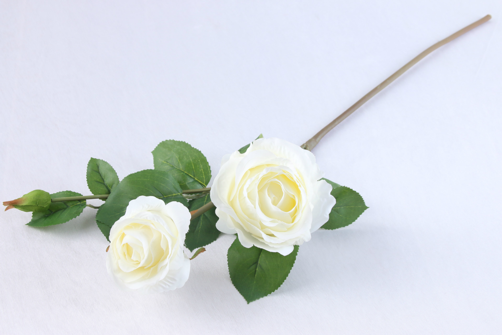 3头香槟玫仿真花单支手感绒布玫瑰花家居装饰婚庆高档仿真植物