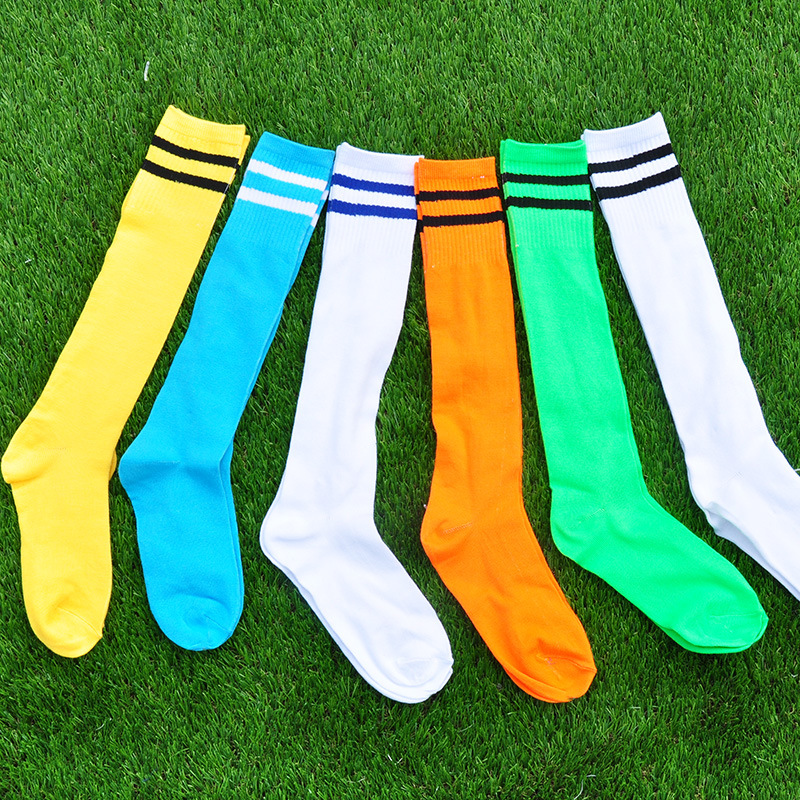 特价厂家直销全棉儿童足球袜 现货2条纹多色运动袜长筒袜足球袜子