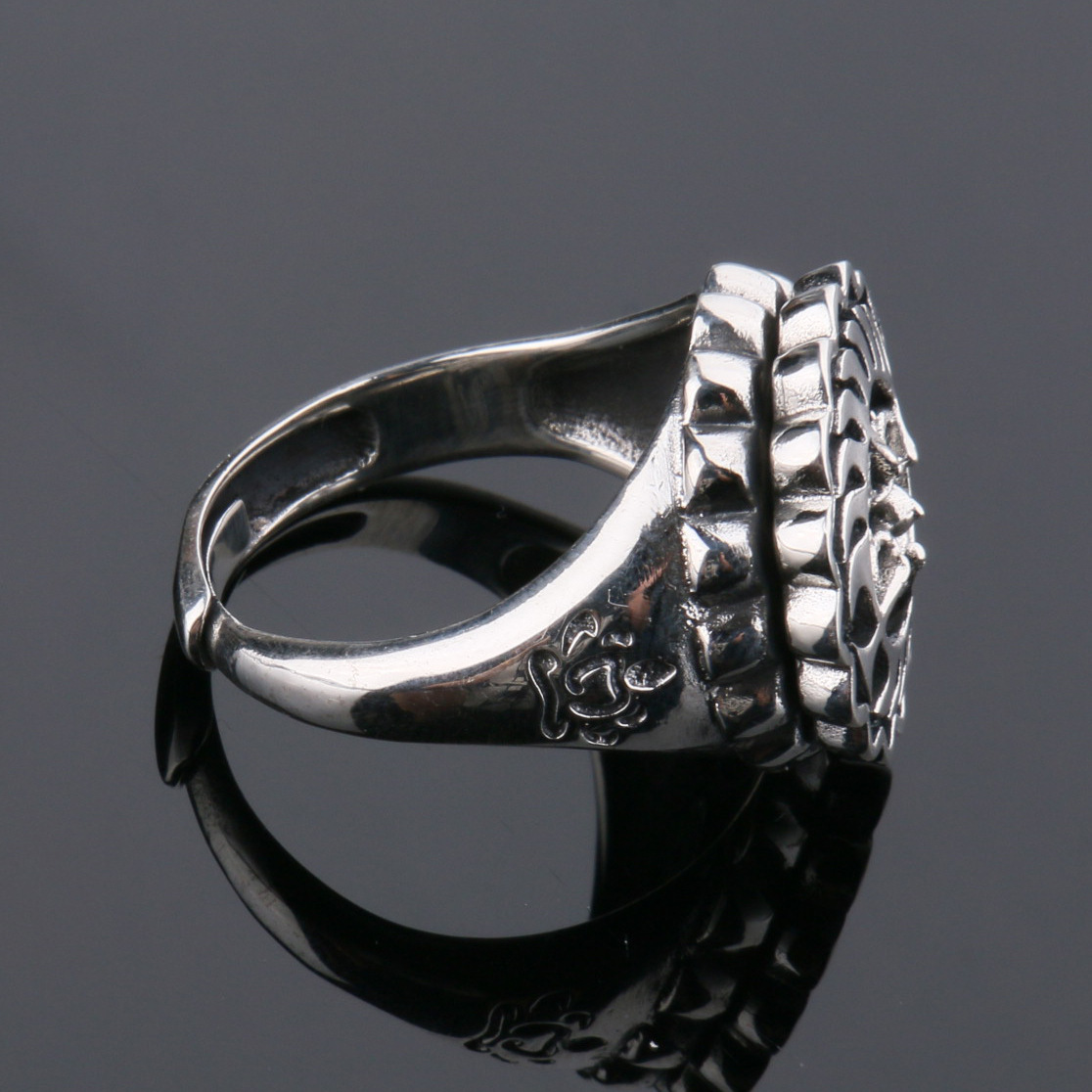 s925纯银开口戒指 金刚杵可转动戒面 泰银复古男女款礼物批发