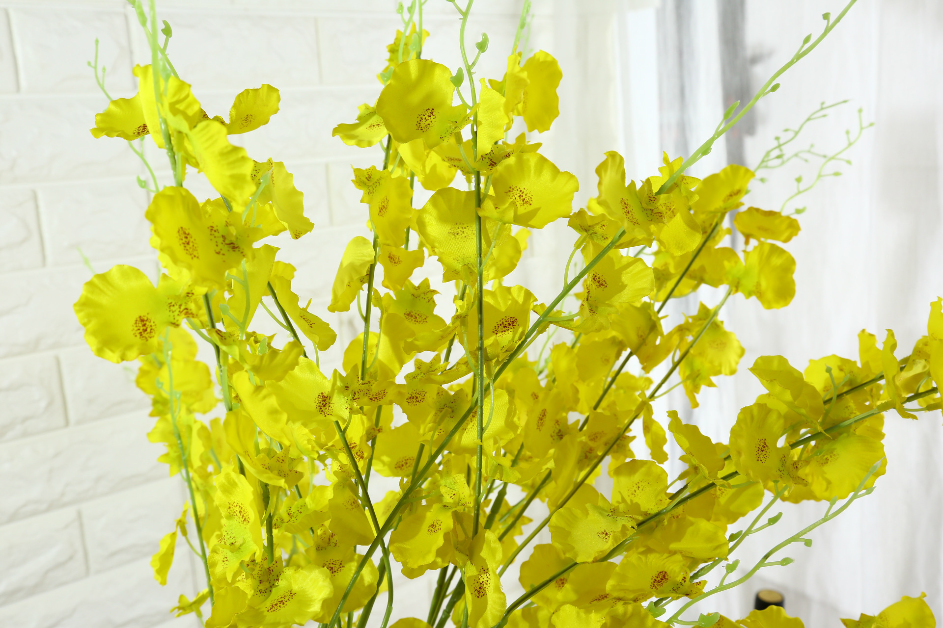 创意家居迎春花跳舞兰仿真花文心兰黄色单支蝴蝶兰塑料干花假花