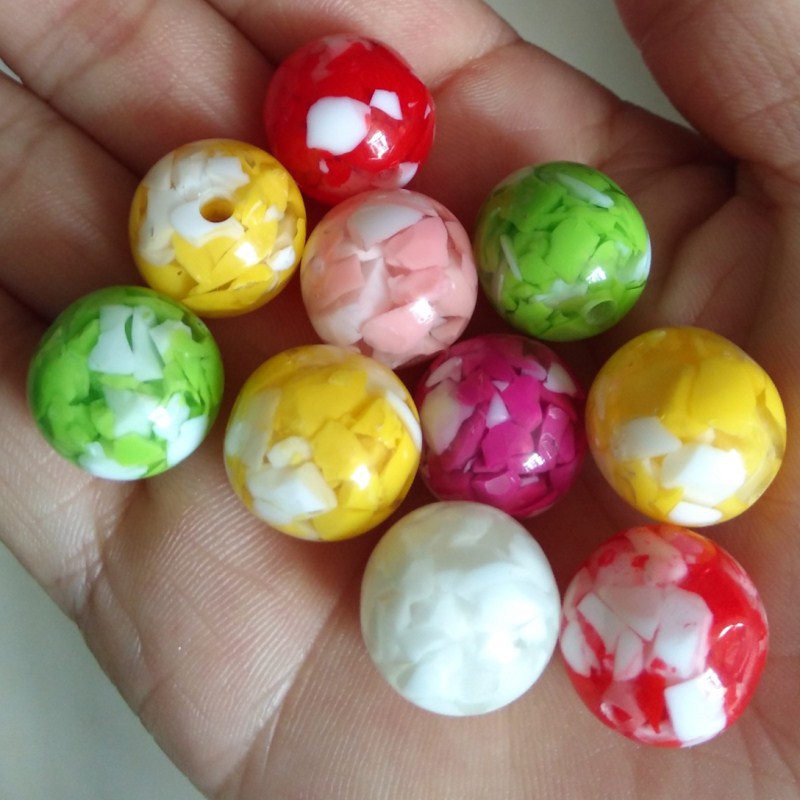 厂家直销定做彩色散珠异形珠树脂珠手工饰品配件diy项链爆花耳珠