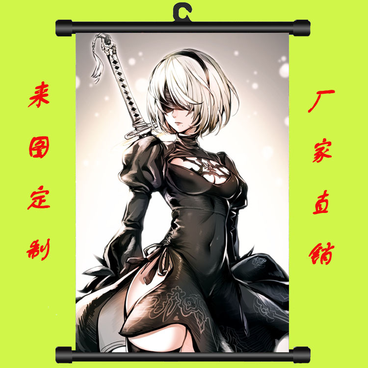 漫展热卖动漫周边 尼尔动漫挂画卷轴挂画艺术布画来图定制批发