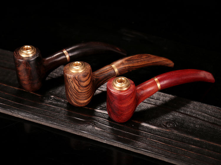 黑檀红檀虎纹檀烟斗旱烟卷烟双用烟斗循环型实木质烟斗批发