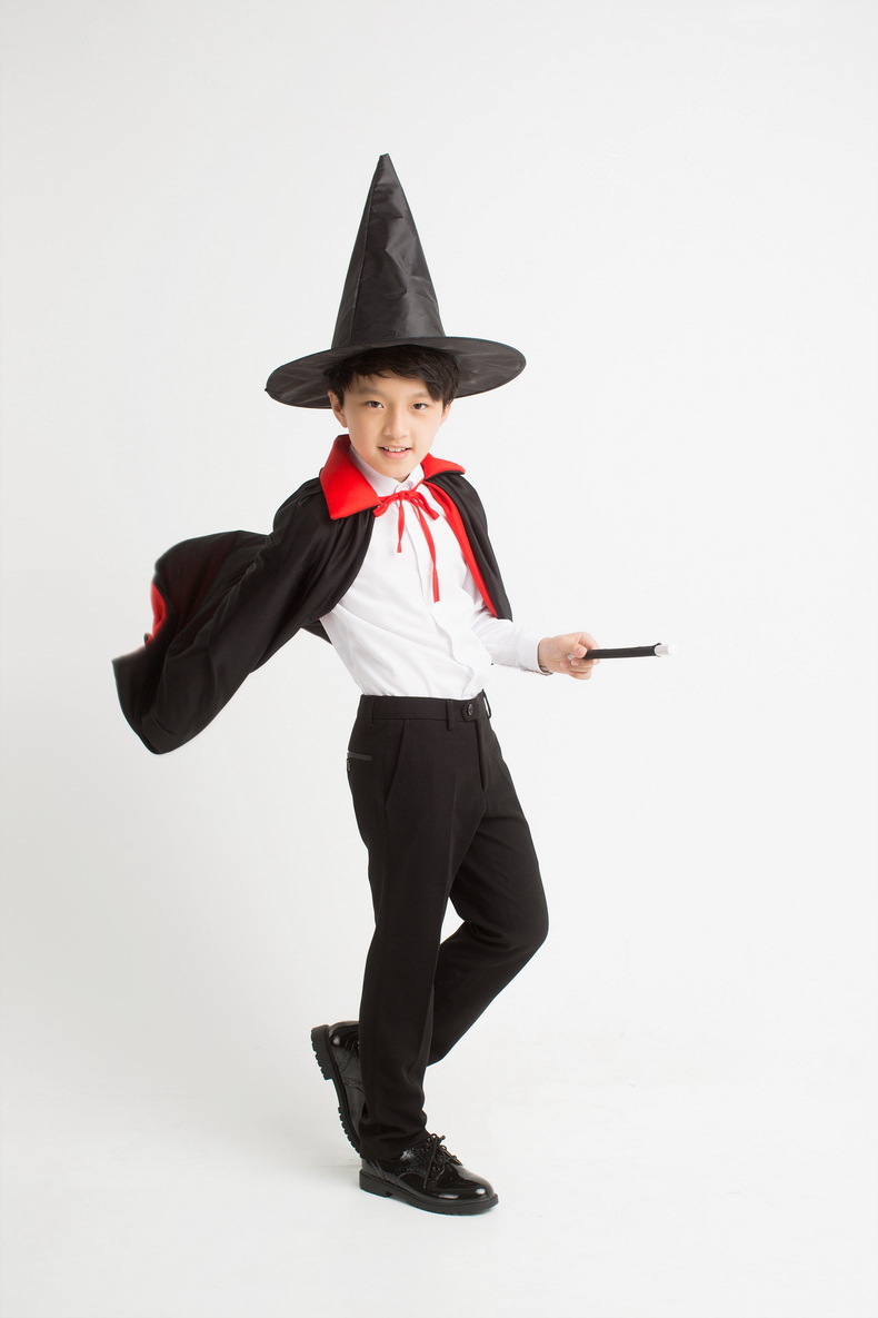 魔术师演出服衣服 儿童万圣节表演披风魔术帽巫师帽 魔术道具