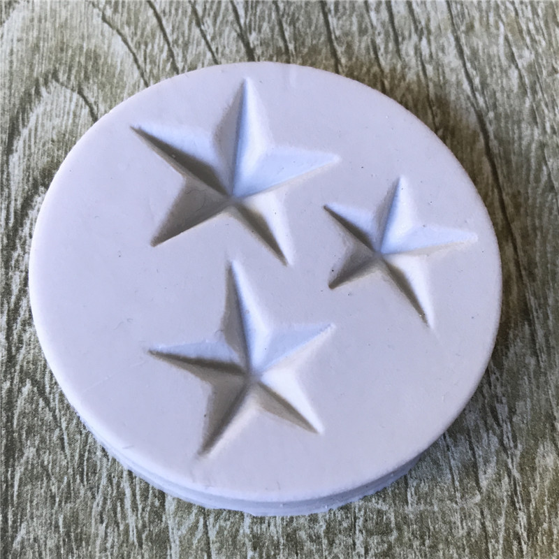 diy翻糖蛋糕模具3连大五角星硅胶模巧克力滴胶泥丸工具